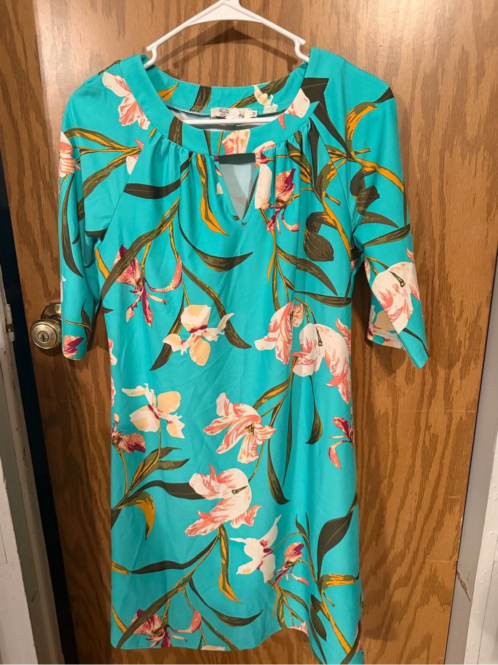 Turquoise Floral Shift Dress - Women